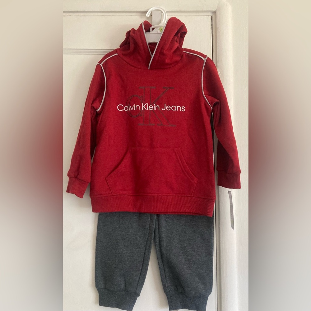 Calvin Klein Jeans Red and Gray Kids Matching Set